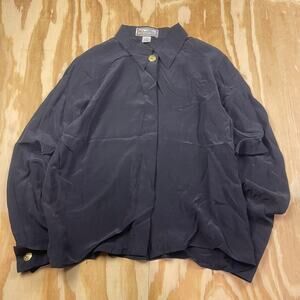 Paola by Paola Gucci Vintage Silk Button Up Shirt – Black – Women’s L